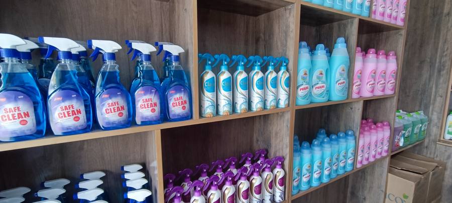 Bottled cleaning products at CleanHub